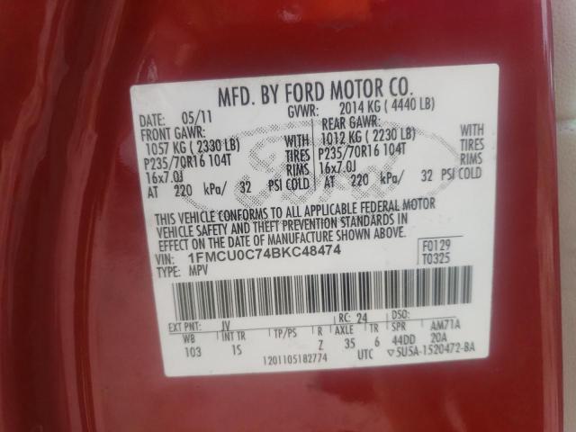 Photo 9 VIN: 1FMCU0C74BKC48474 - FORD ESCAPE XLS 