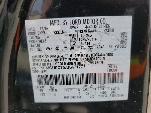 Photo 9 VIN: 1FMCU0C75AKA71772 - FORD ESCAPE XLS 