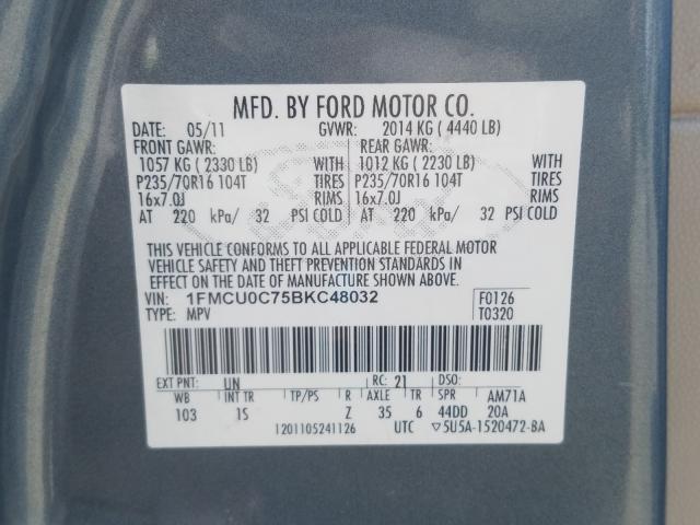 Photo 9 VIN: 1FMCU0C75BKC48032 - FORD ESCAPE XLS 