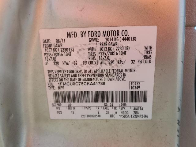 Photo 12 VIN: 1FMCU0C75CKA41786 - FORD ESCAPE XLS 