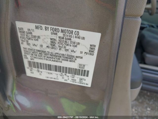 Photo 8 VIN: 1FMCU0C75CKA69510 - FORD ESCAPE 