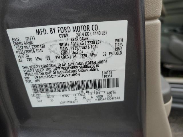 Photo 12 VIN: 1FMCU0C75CKA70804 - FORD ESCAPE XLS 