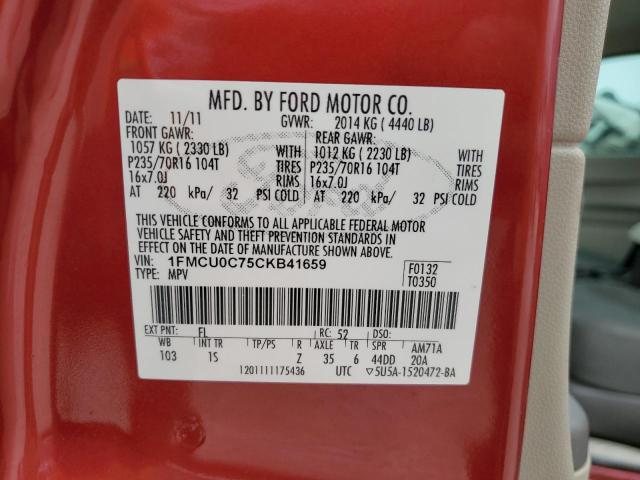 Photo 12 VIN: 1FMCU0C75CKB41659 - FORD ESCAPE XLS 