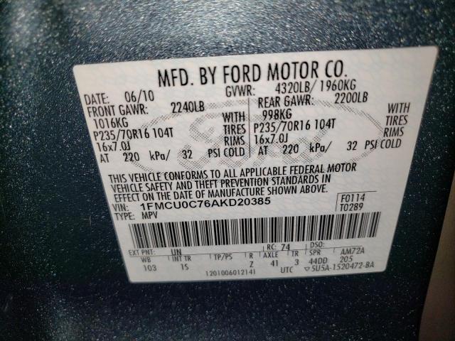 Photo 11 VIN: 1FMCU0C76AKD20385 - FORD ESCAPE XLS 