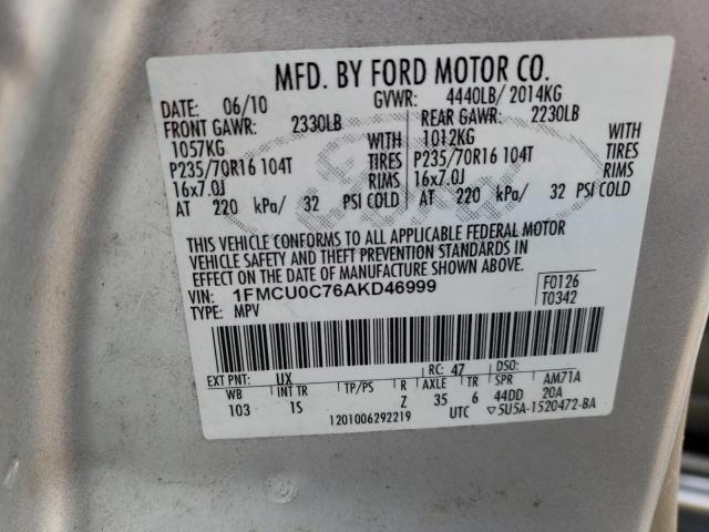 Photo 11 VIN: 1FMCU0C76AKD46999 - FORD ESCAPE 