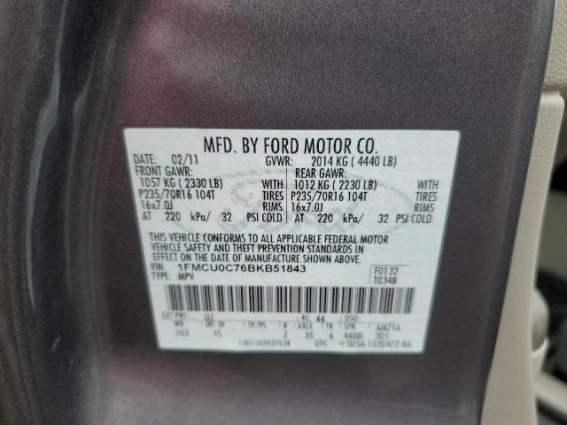 Photo 9 VIN: 1FMCU0C76BKB51843 - FORD ESCAPE XLS 