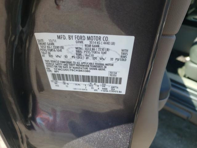 Photo 9 VIN: 1FMCU0C76CKB63380 - FORD ESCAPE XLS 