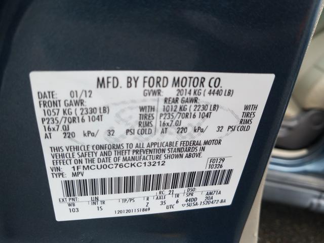 Photo 9 VIN: 1FMCU0C76CKC13212 - FORD ESCAPE XLS 