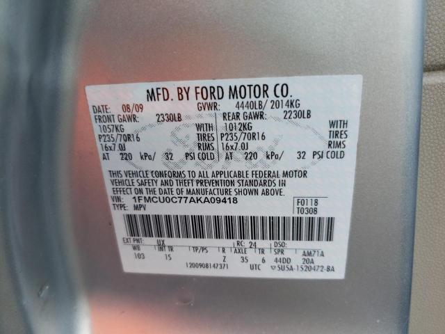 Photo 9 VIN: 1FMCU0C77AKA09418 - FORD ESCAPE XLS 