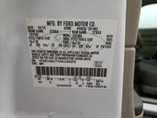 Photo 9 VIN: 1FMCU0C77AKC90278 - FORD ESCAPE XLS 