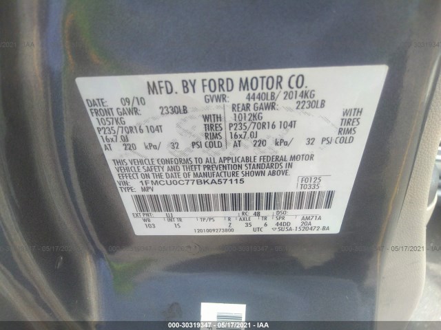 Photo 8 VIN: 1FMCU0C77BKA57115 - FORD ESCAPE 