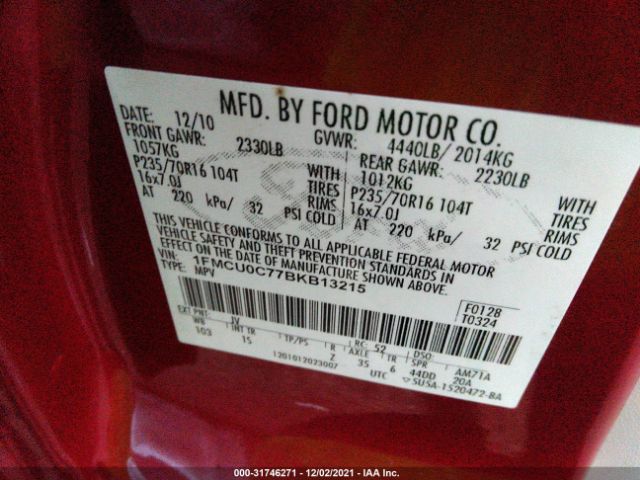 Photo 8 VIN: 1FMCU0C77BKB13215 - FORD ESCAPE 