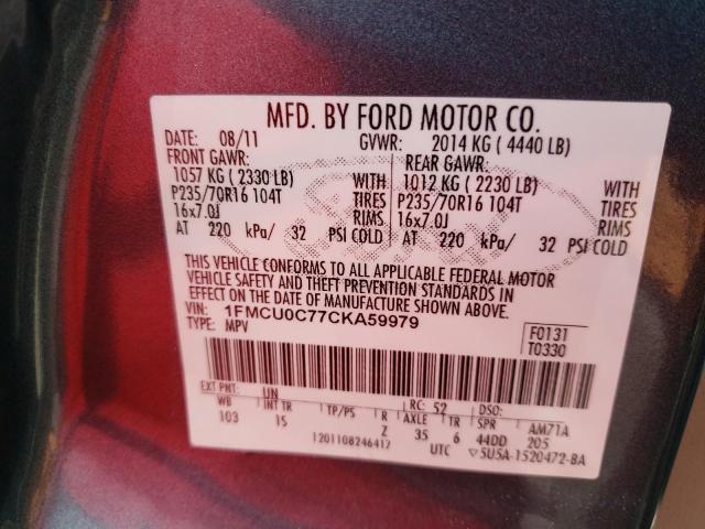 Photo 12 VIN: 1FMCU0C77CKA59979 - FORD ESCAPE XLS 