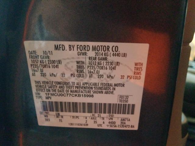 Photo 9 VIN: 1FMCU0C77CKB15998 - FORD ESCAPE SE 