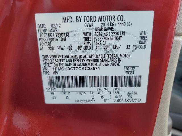 Photo 12 VIN: 1FMCU0C77CKC23571 - FORD ESCAPE XLS 