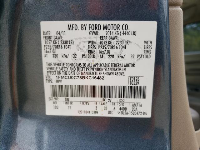 Photo 9 VIN: 1FMCU0C78BKC16482 - FORD ESCAPE XLS 