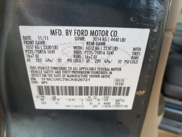 Photo 9 VIN: 1FMCU0C78CKB26721 - FORD ESCAPE XLS 