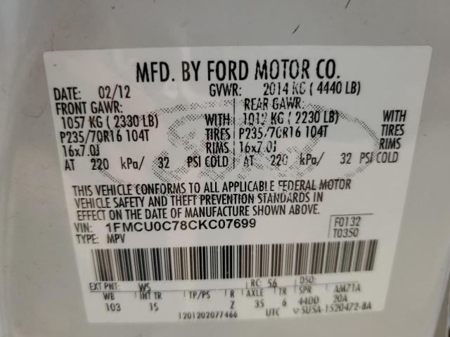 Photo 11 VIN: 1FMCU0C78CKC07699 - FORD ESCAPE XLS 