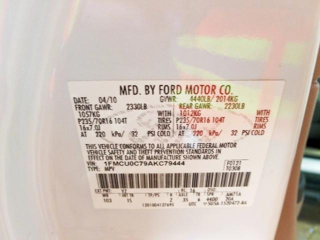 Photo 9 VIN: 1FMCU0C79AKC79444 - FORD ESCAPE XLS 