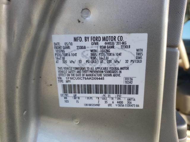 Photo 9 VIN: 1FMCU0C79AKD09445 - FORD ESCAPE XLS 