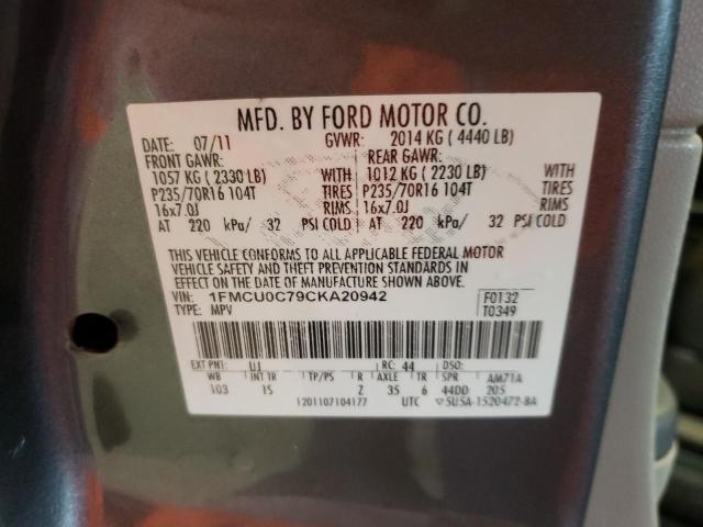 Photo 9 VIN: 1FMCU0C79CKA20942 - FORD ESCAPE XLS 