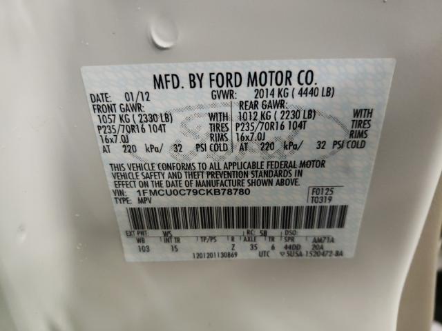 Photo 9 VIN: 1FMCU0C79CKB78780 - FORD ESCAPE XLS 