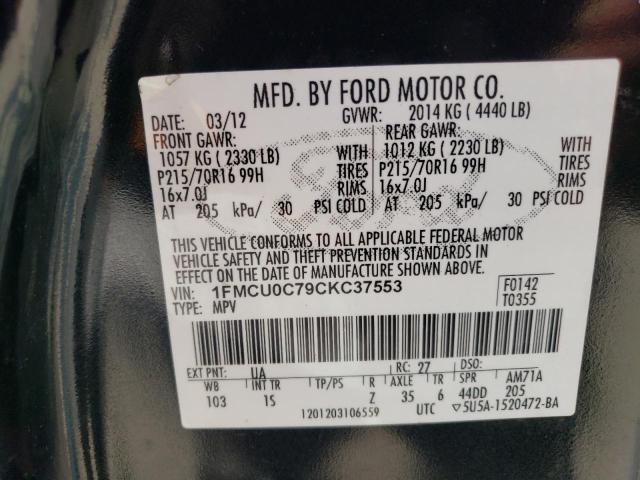 Photo 12 VIN: 1FMCU0C79CKC37553 - FORD ESCAPE XLS 