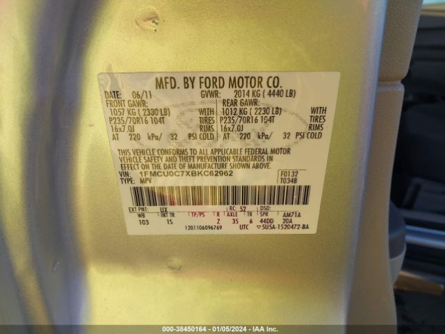 Photo 8 VIN: 1FMCU0C7XBKC62962 - FORD ESCAPE 