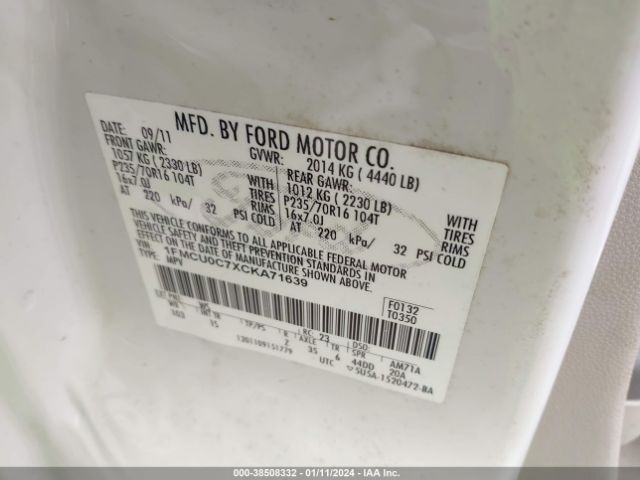 Photo 8 VIN: 1FMCU0C7XCKA71639 - FORD ESCAPE 