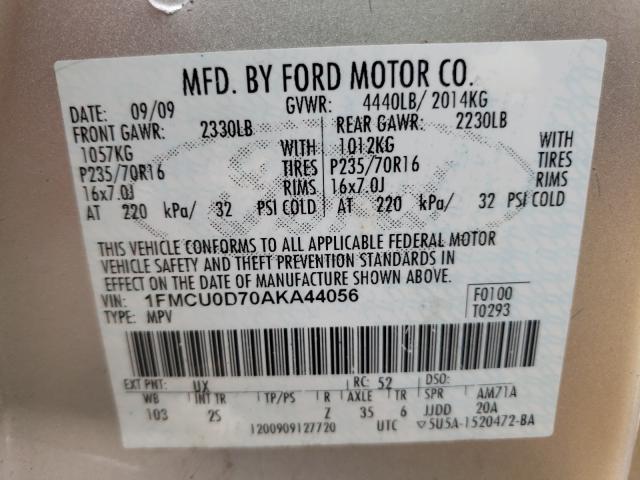 Photo 9 VIN: 1FMCU0D70AKA44056 - FORD ESCAPE 