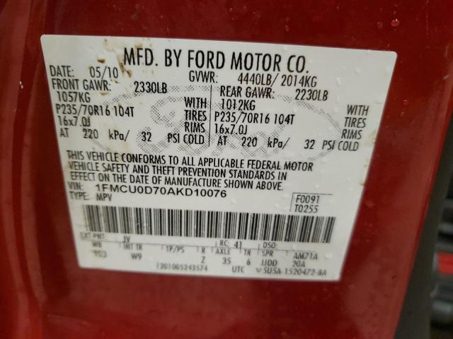 Photo 12 VIN: 1FMCU0D70AKD10076 - FORD ESCAPE 