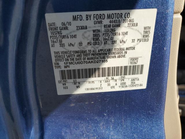 Photo 12 VIN: 1FMCU0D70AKD27105 - FORD ESCAPE XLT 