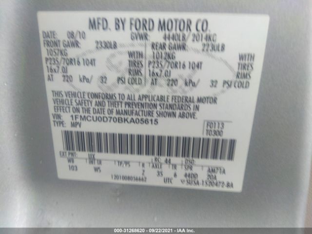 Photo 8 VIN: 1FMCU0D70BKA05615 - FORD ESCAPE 