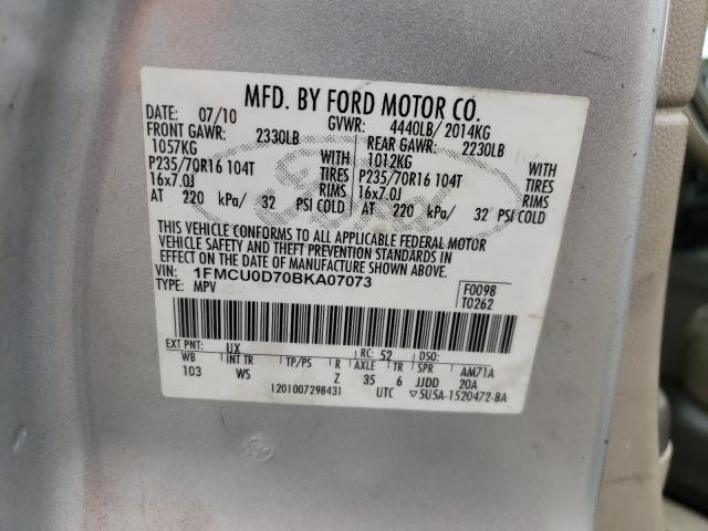 Photo 9 VIN: 1FMCU0D70BKA07073 - FORD ESCAPE XLT 