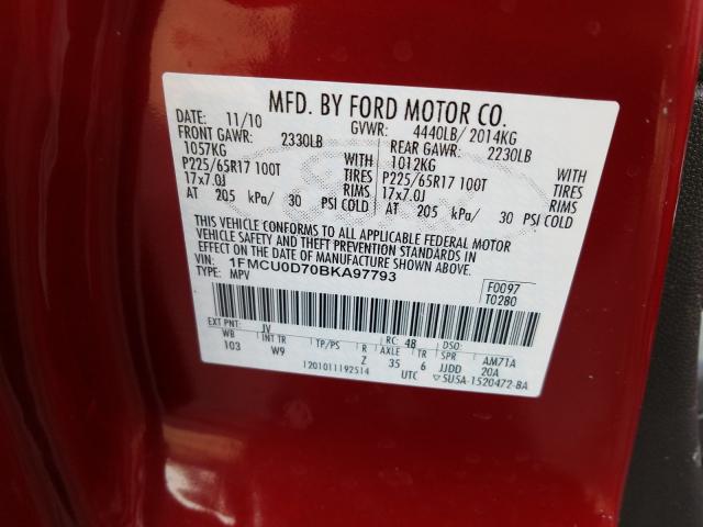 Photo 9 VIN: 1FMCU0D70BKA97793 - FORD ESCAPE XLT 