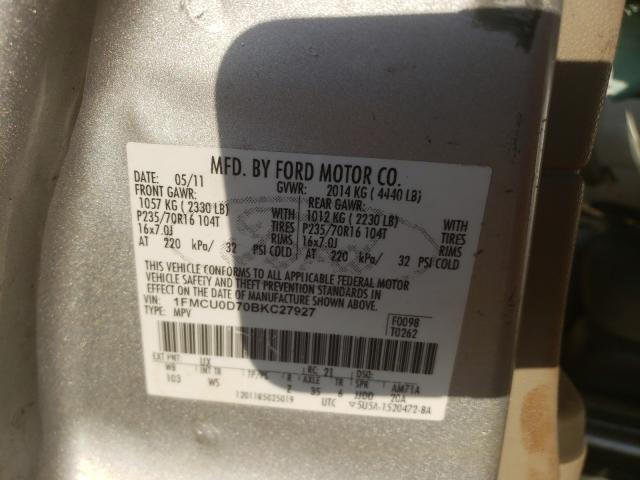 Photo 9 VIN: 1FMCU0D70BKC27927 - FORD ESCAPE XLT 