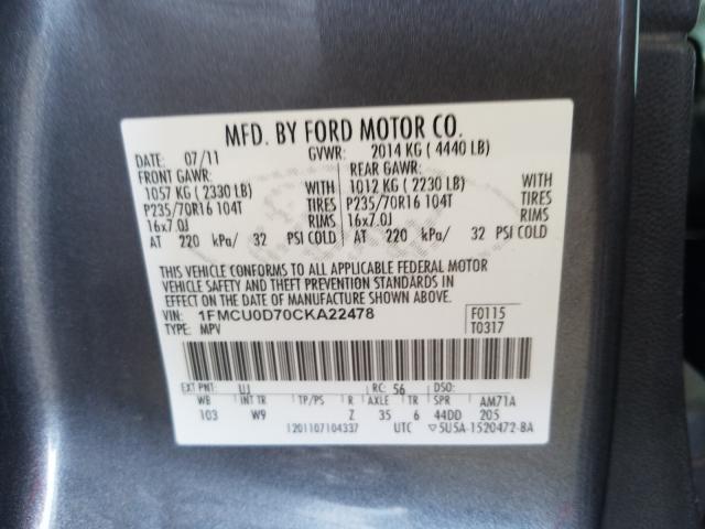 Photo 9 VIN: 1FMCU0D70CKA22478 - FORD ESCAPE XLT 