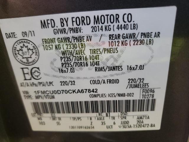 Photo 12 VIN: 1FMCU0D70CKA67842 - FORD ESCAPE 