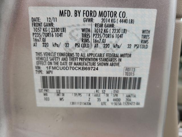 Photo 9 VIN: 1FMCU0D70CKB69724 - FORD ESCAPE XLT 