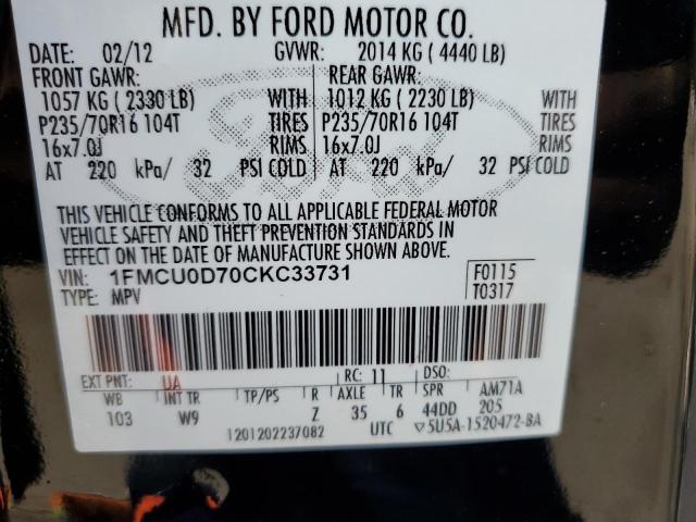 Photo 12 VIN: 1FMCU0D70CKC33731 - FORD ESCAPE XLT 