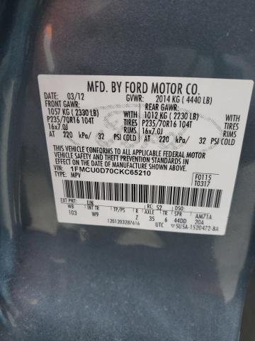 Photo 11 VIN: 1FMCU0D70CKC65210 - FORD ESCAPE 