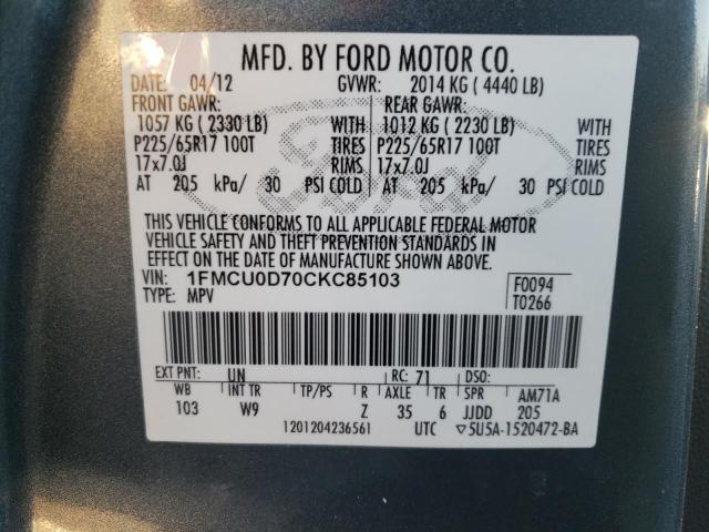 Photo 13 VIN: 1FMCU0D70CKC85103 - FORD ESCAPE 