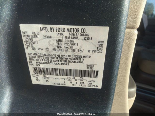 Photo 8 VIN: 1FMCU0D71AKC49322 - FORD ESCAPE 