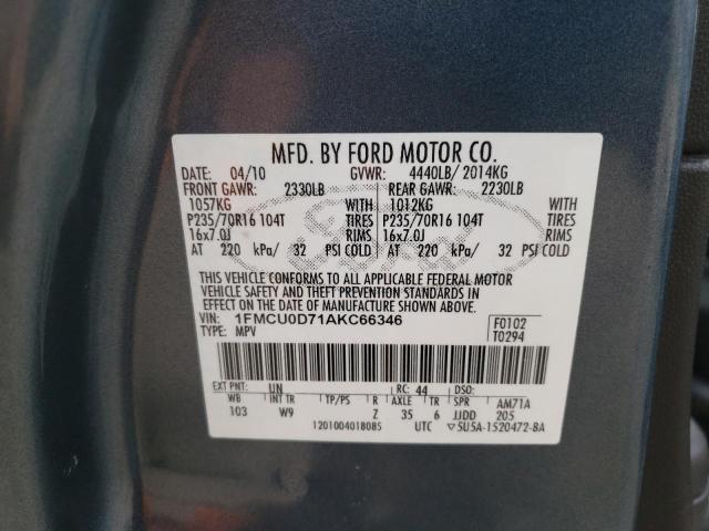 Photo 9 VIN: 1FMCU0D71AKC66346 - FORD ESCAPE XLT 