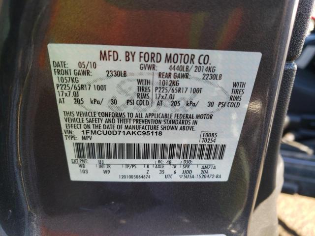 Photo 12 VIN: 1FMCU0D71AKC95118 - FORD ESCAPE XLT 