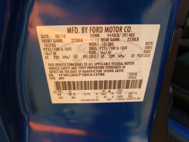 Photo 9 VIN: 1FMCU0D71BKA13786 - FORD ESCAPE XLT 