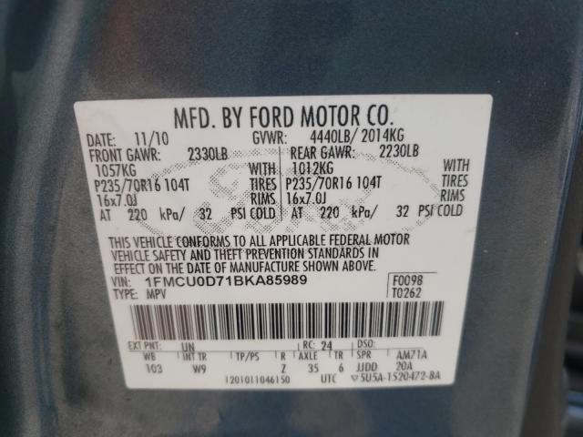 Photo 9 VIN: 1FMCU0D71BKA85989 - FORD ESCAPE XLT 