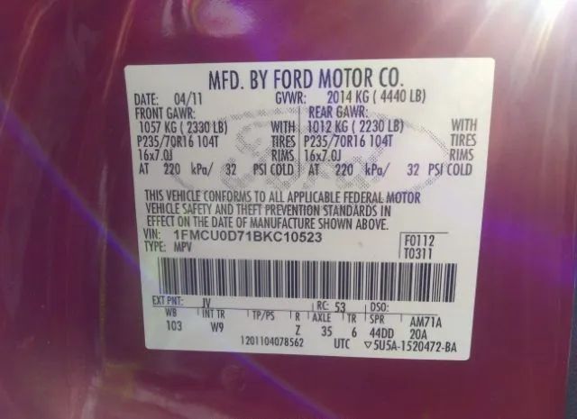 Photo 8 VIN: 1FMCU0D71BKC10523 - FORD ESCAPE 