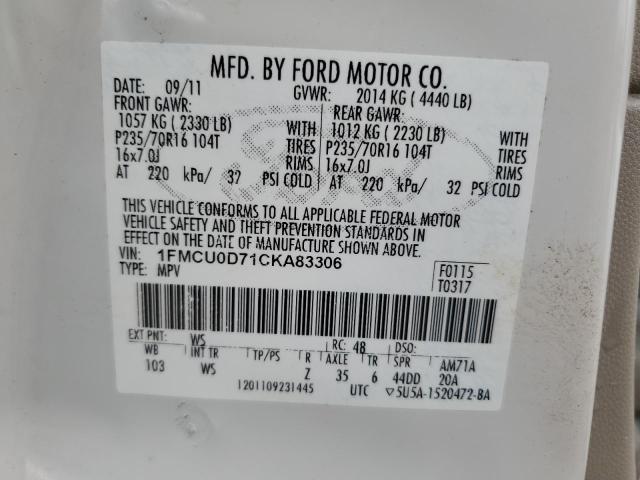 Photo 13 VIN: 1FMCU0D71CKA83306 - FORD ESCAPE XLT 