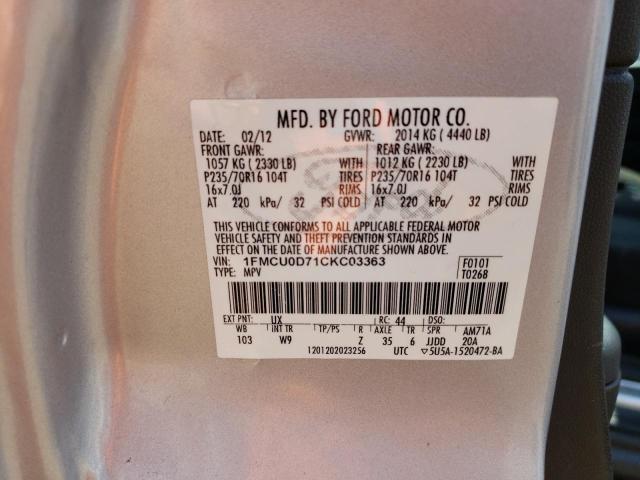 Photo 11 VIN: 1FMCU0D71CKC03363 - FORD ESCAPE XLT 